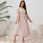 Damen Elegantes Maxikleid mit weitem Schnitt und Ballonärmeln R&B