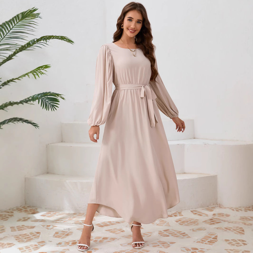 Damen Elegantes Maxikleid mit weitem Schnitt und Ballonärmeln R&B