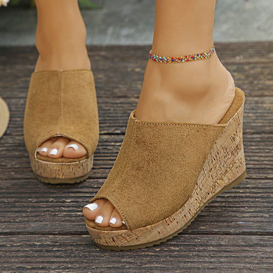Damen Wedge-Pantoletten mit modischem Kork-Design und weichem Obermaterial R&B