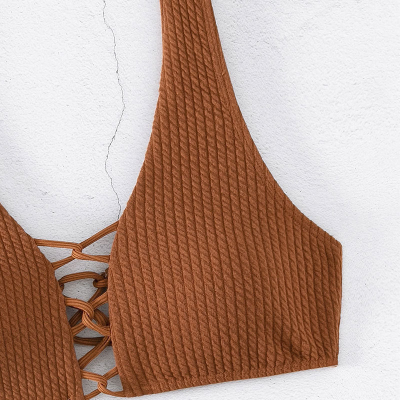 Damen Bikiniset mit raffiniertem Bindedesign und hochgeschnittenem Unterteil R&B