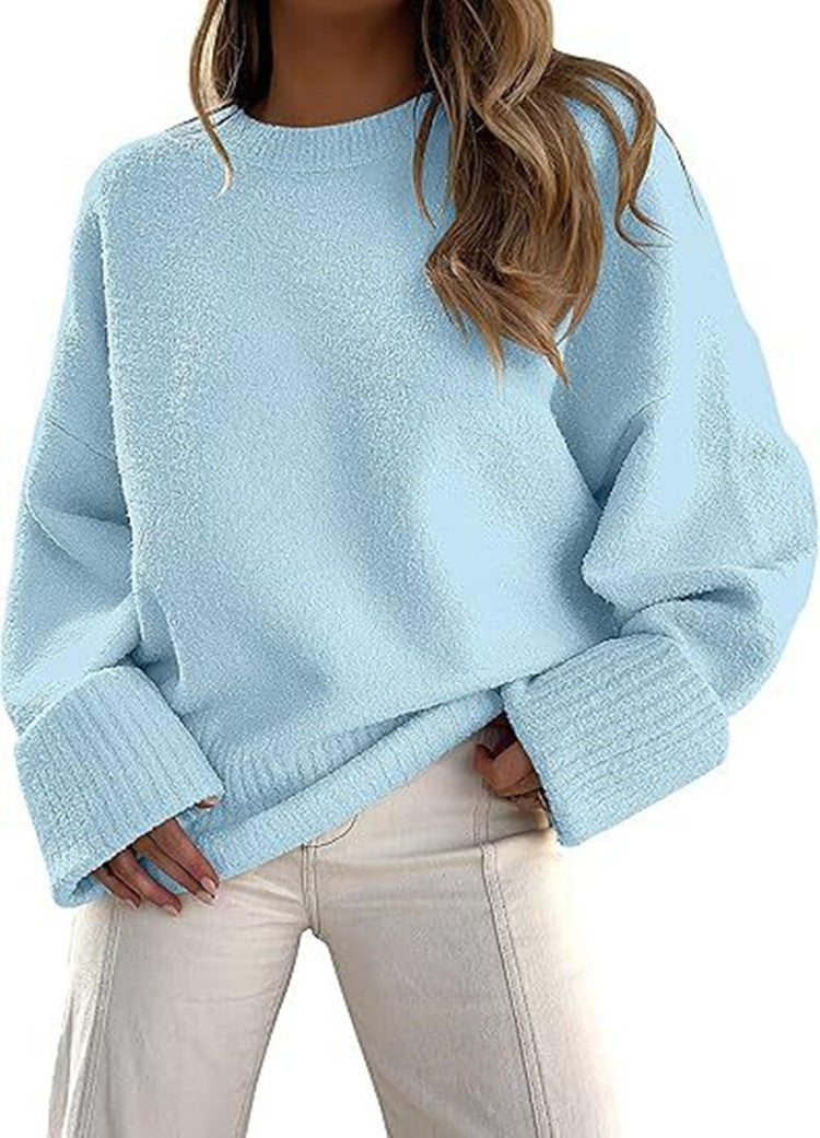 Damen Flauschiger Oversized Pullover mit breiten Bündchen R&B