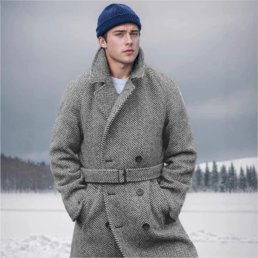 Herren eleganter und warmer Wollmantel R&B
