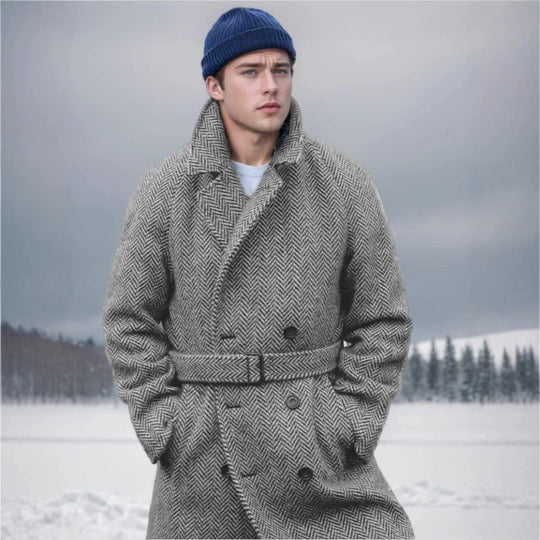 Herren eleganter und warmer Wollmantel R&B