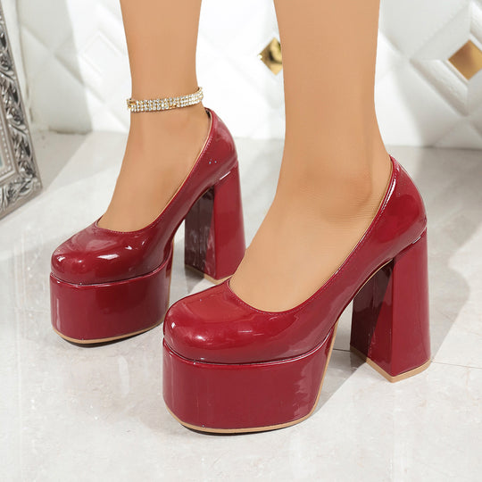 Damen Plateau-Pumps mit elegantem Blockabsatz und funkelndem Akzent R&B