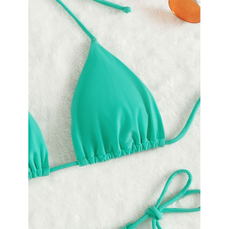 Damen Triangel-Bikini-Set mit verstellbaren Bändern und femininen Akzenten R&B
