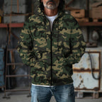 Herren Camouflage-Fleecejacke mit praktischen Taschen und verstellbarem Kordelzug R&B