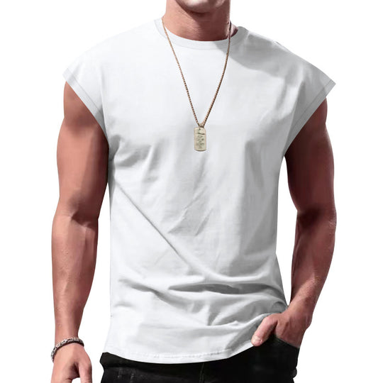 Herren nan lockeres ärmelloses Muskelshirt aus Baumwolljersey mit überschnittener Schulterpartie R&B