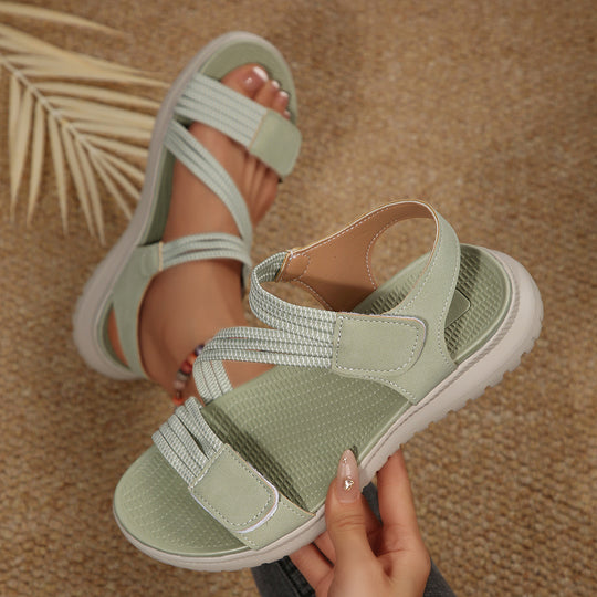 Damen Bequeme Sport-Sandalen mit elastischen Riemen und rutschfester Laufsohle R&B
