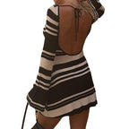 Damen trendiges Strickkleid mit lässigem Schnitt und modischen Ärmelakzenten R&B
