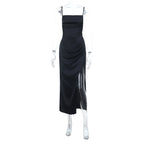 Damen Elegantes Maxikleid mit sensualem Schlitz und feinen Trägern R&B