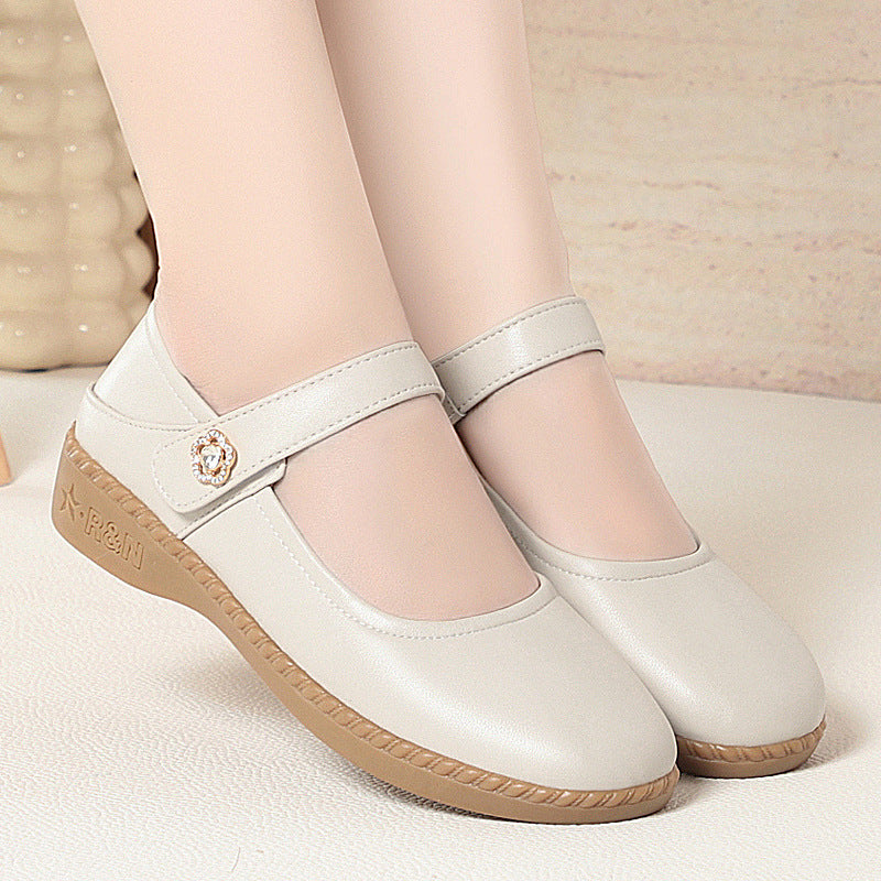 Damen Komfortable Mary Jane Ballerinas mit flexiblem Riemen und dekorativem Schmuckdetail