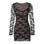 Damen Spitzenkleid mit langem Arm R&B