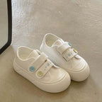 Damen Bequeme Freizeitschuhe mit verstellbarem Klettverschluss und bunten Knopfdetails