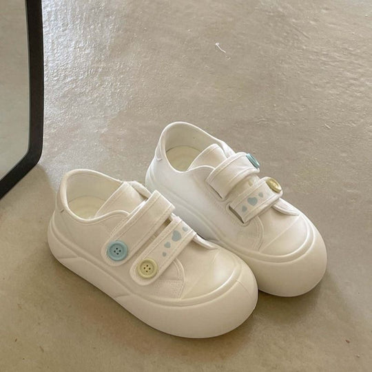 Damen Bequeme Freizeitschuhe mit verstellbarem Klettverschluss und bunten Knopfdetails R&B