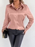 Damen Satin-Bluse mit klassischem Kragen R&B
