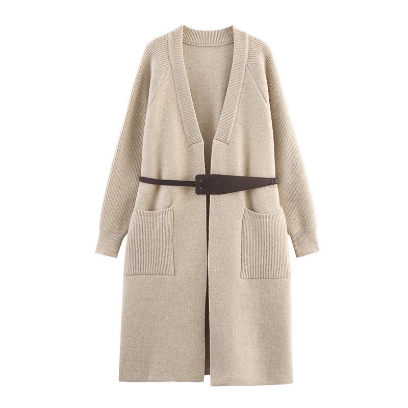 Damen Strickmantel mit eleganter Taillierung und praktischen Taschen R&B