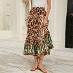 Damen Maxi-Rock mit animalischem Print und raffinierter Volant R&B