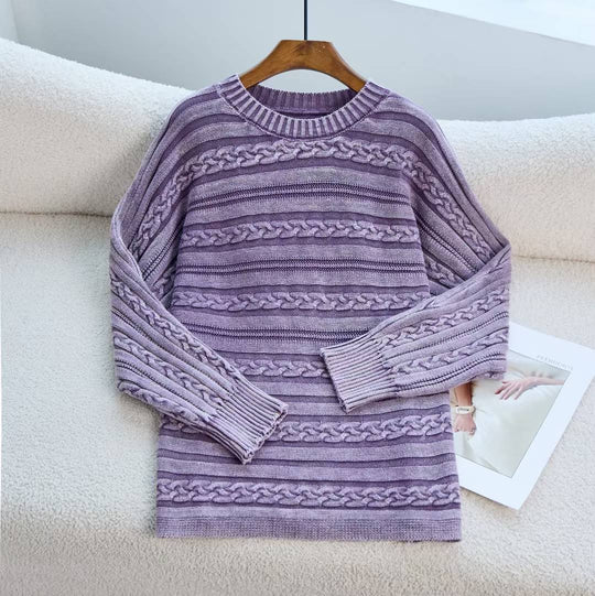 Damen Modischer Strickpullover mit strukturiertem Muster und weitem Schnitt R&B
