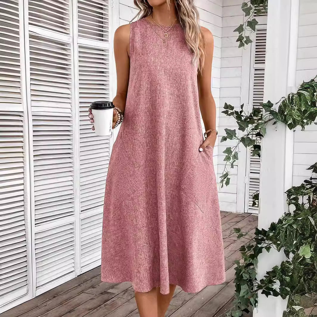 Damen lässiges Sommerkleid mit Taschen und bequemem Schnitt R&B
