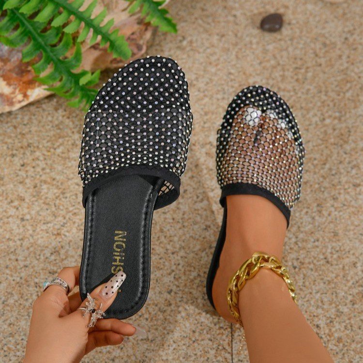 Damen Glamouröse Mode-Sandalen mit funkelnden Strassapplikationen R&B