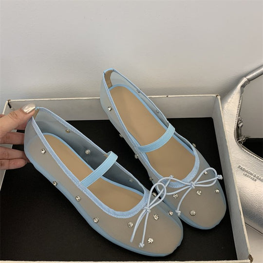 Damen stilvolle und bequeme Ballerinas mit Schmuckdetails R&B