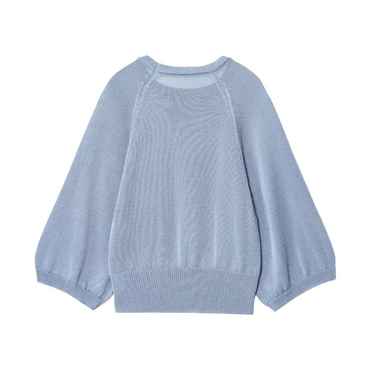 Damen lässiger Pullover mit überschnittenen Ärmeln und Rundhalsausschnitt R&B