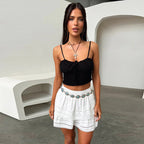Damen verspielt geschnürtes Crop-Top EB