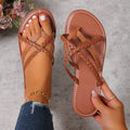 Damen Geflochtene Riemchen-Sandalen mit flacher Sohle R&B