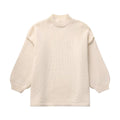 Damen lockerer Strickpullover mit hohem Kragen und überschnittenen Schultern