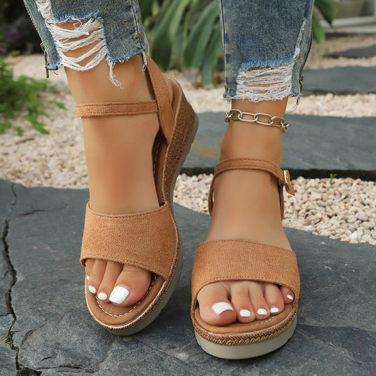 Damen Wedge-Sandalen mit verstellbaren Riemen und bequemer Sohle R&B