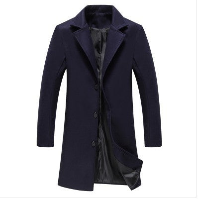 Herren eleganter Wollmantel mit klassischem Schnitt und praktischen Taschen