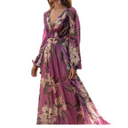 Damen Maxi-Kleid mit floralem Chiffon und elegantem Volant R&B