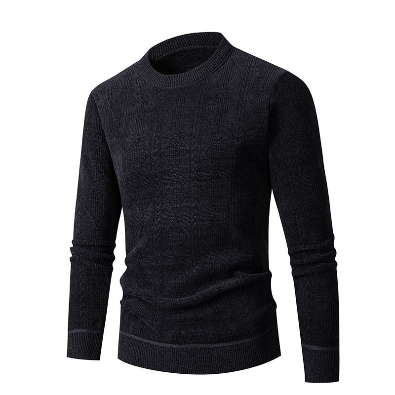 Herren Strickpullover mit strukturiertem Zopfmuster und hohem Kragen R&B