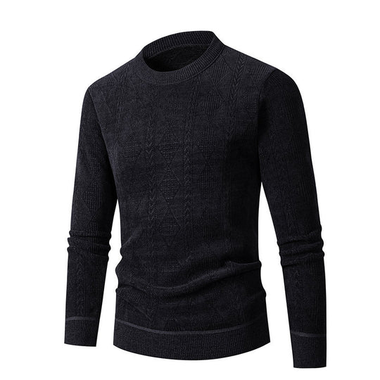 Herren Strickpullover mit strukturiertem Zopfmuster und hohem Kragen R&B