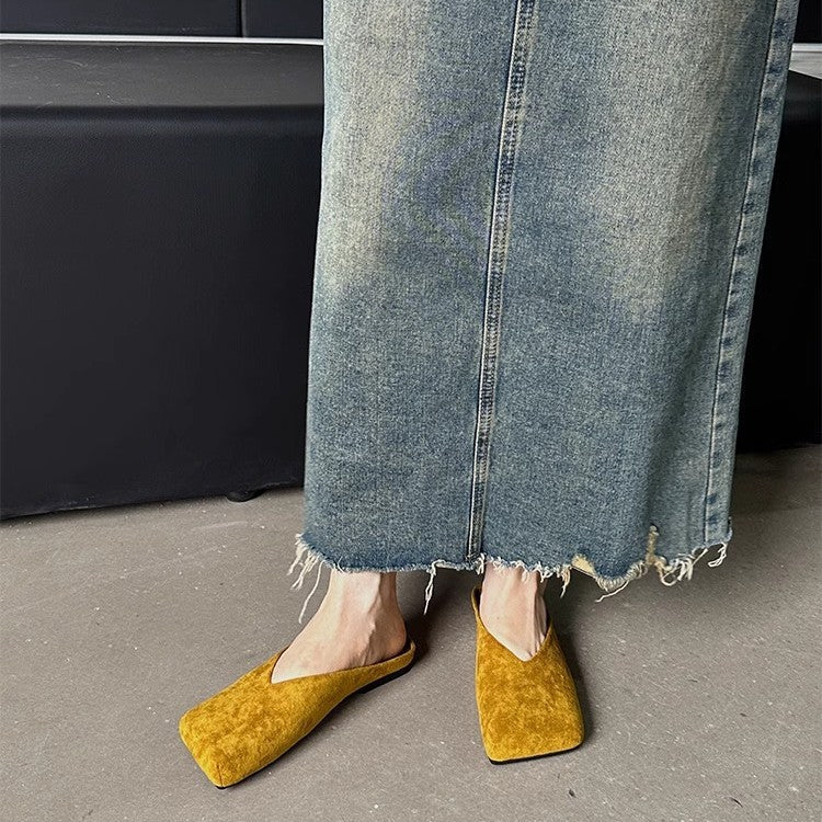 Damen Mokassins mit modernen V-Ausschnitten und weichem Velours R&B