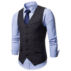 Herren elegante Weste im klassischen Herringbone-Design mit praktischen Taschen R&B