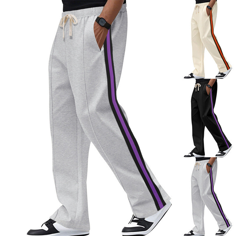 Herren Freizeitliche Sporthose im urbanen Stil mit kontrastierenden Streifen R&B