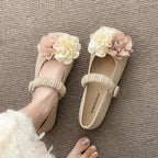 Damen Ballerinas mit floralem Dekor und elastischem Riemen R&B