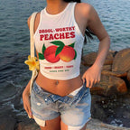Damen ärmelloses Crop-Top mit fruchtigem Grafikdruck und lässigem Schnitt R&B