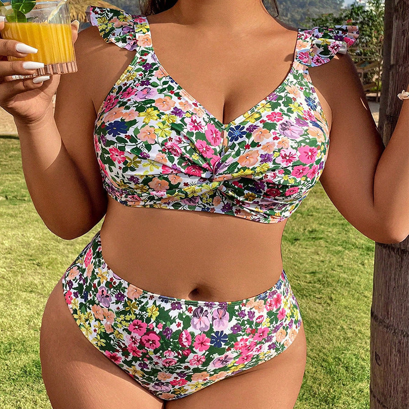 Damen Hochgeschnittener Bikini mit Rüschendetails