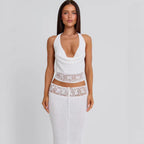 Damen luftiges Stricktop und Maxikleid Set