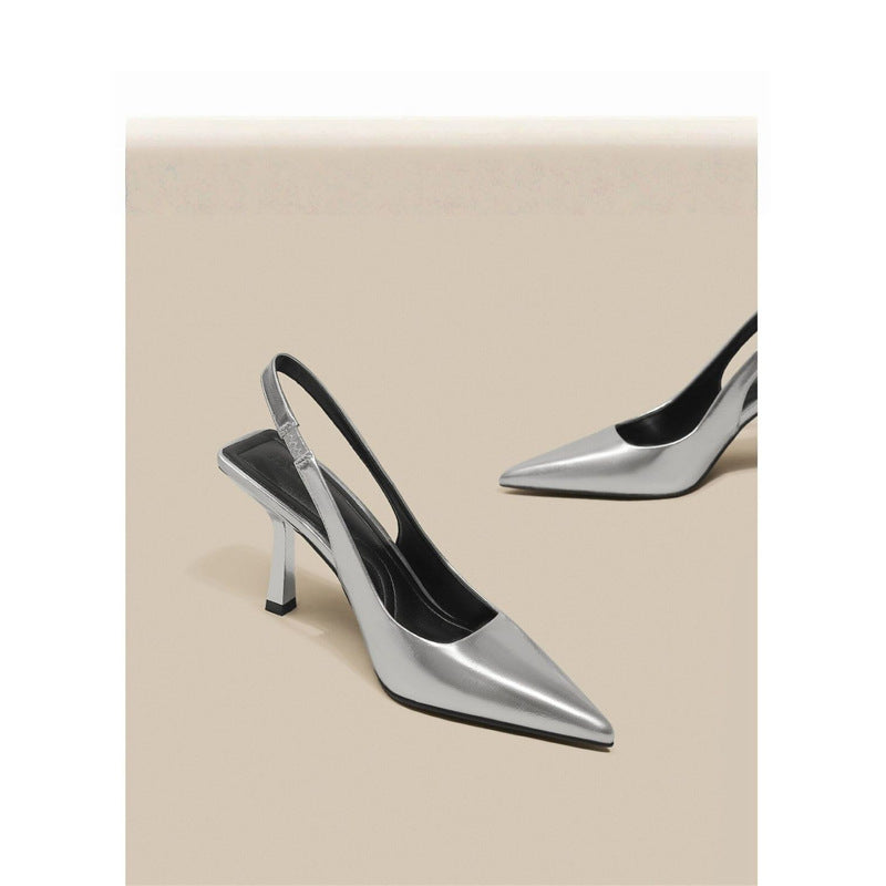 Damen Slingback High Heel Pumps mit elegantem metallic Finish R&B