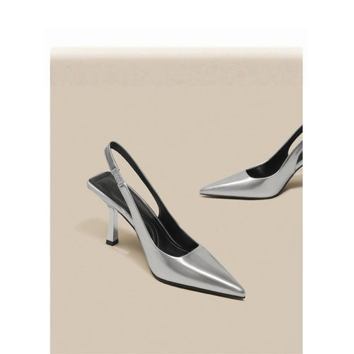 Damen Slingback High Heel Pumps mit elegantem metallic Finish R&B
