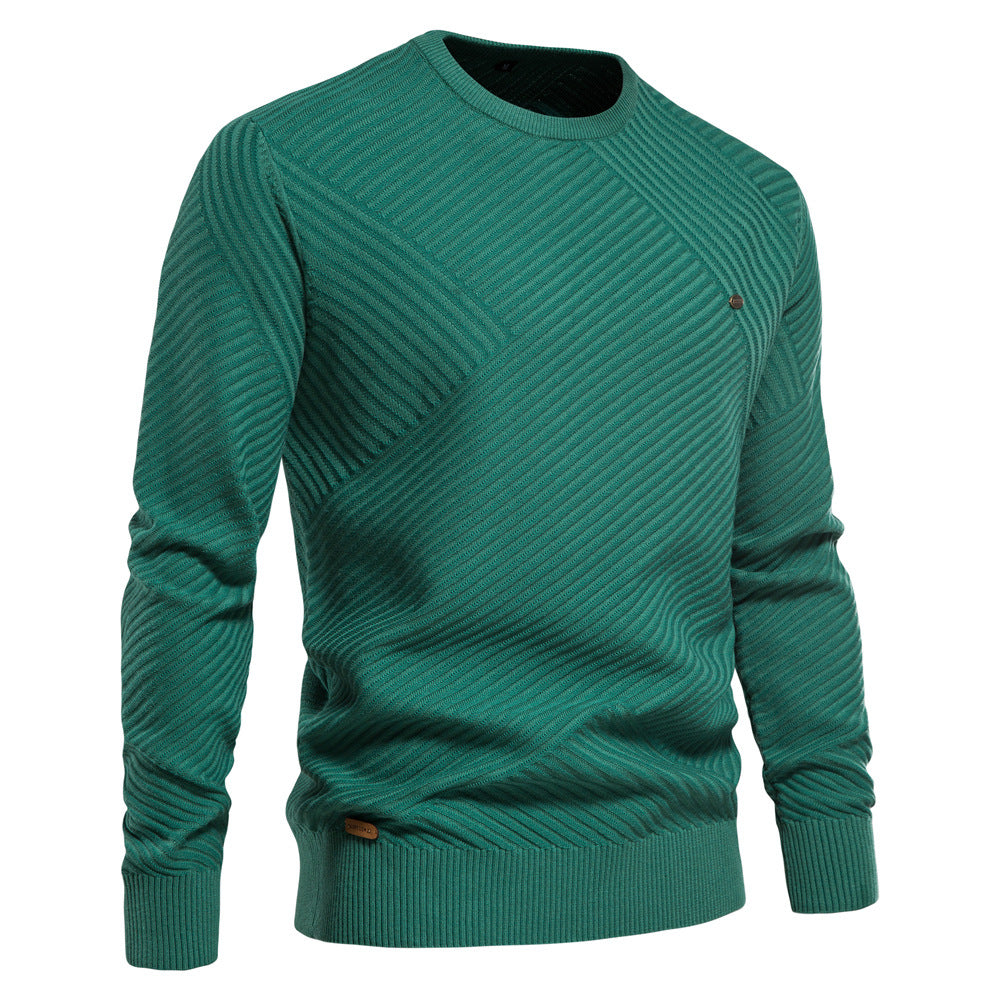 Herren Strickpullover mit modernem diagonalen Muster R&B