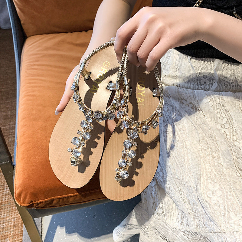 Damen elegantes Zehentrenner-Design mit funkelnden Strass-Akzenten R&B
