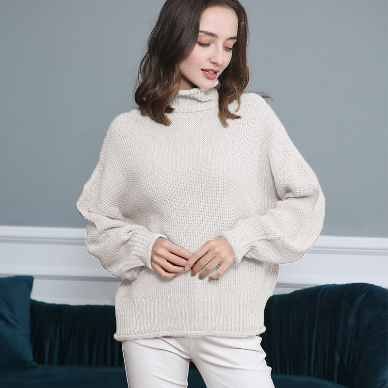 Damen Grobstrickpullover mit Rollkragen und luftiger Schnittgestaltung R&B