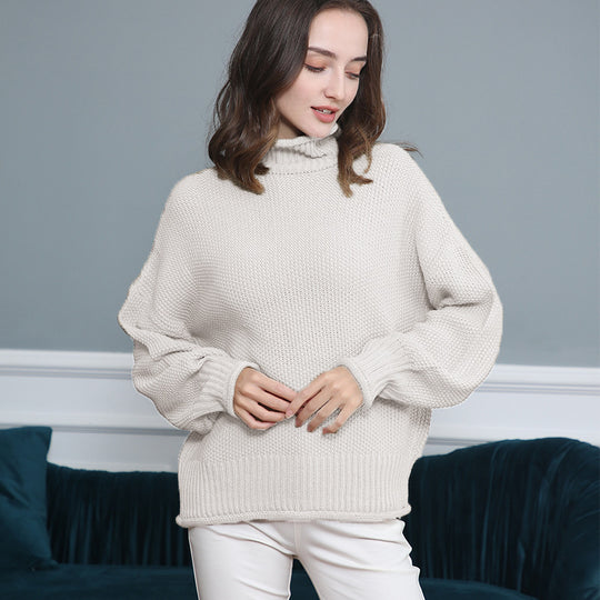 Damen Grobstrickpullover mit Rollkragen und luftiger Schnittgestaltung R&B
