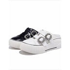 Damen trendige Plateau-Mules mit modischen Strassschnallen R&B