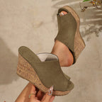 Damen Wedge-Pantoletten mit hochwertiger Korksohle und offenem Zehenbereich R&B