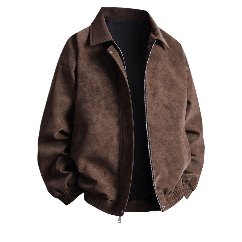 Herren Kunstleder-Bomberjacke mit lässigem Schnitt und praktischen Taschen R&B